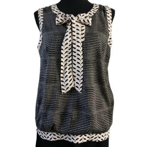 NY Collection Sleeveless Black and Cream Blouse